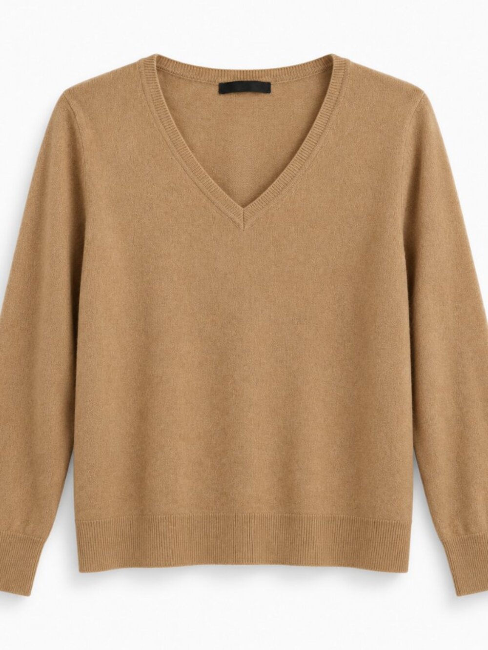 Quince 100% Cashmere V Neck Sweater XL Camel Tan Lightweight Knit